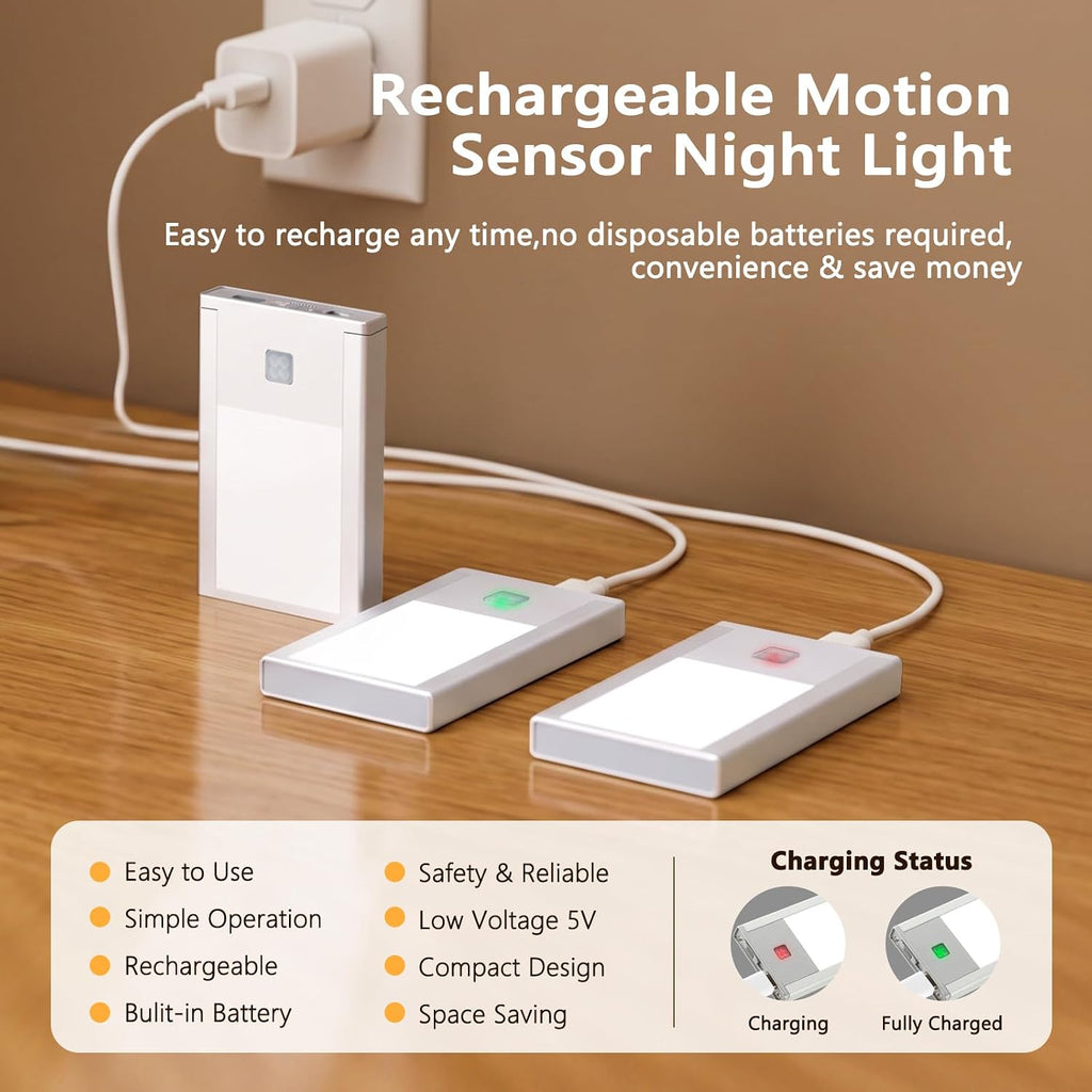 VST 3 Pack Rechargeable Stair Lights Motion Sensor Indoor, 3000K Warm White