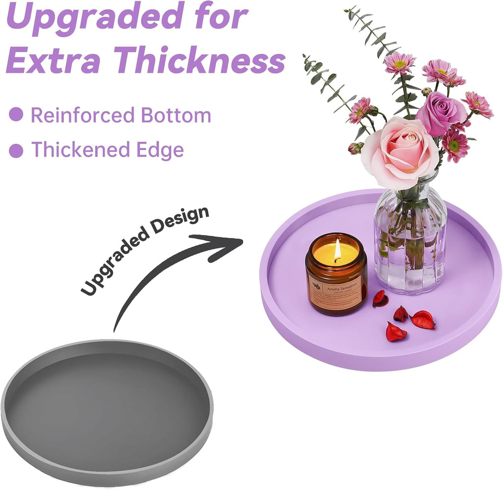 NiHome Silicone Bathroom Vanity Tray Round Perfume Organizer 8.35in Purple