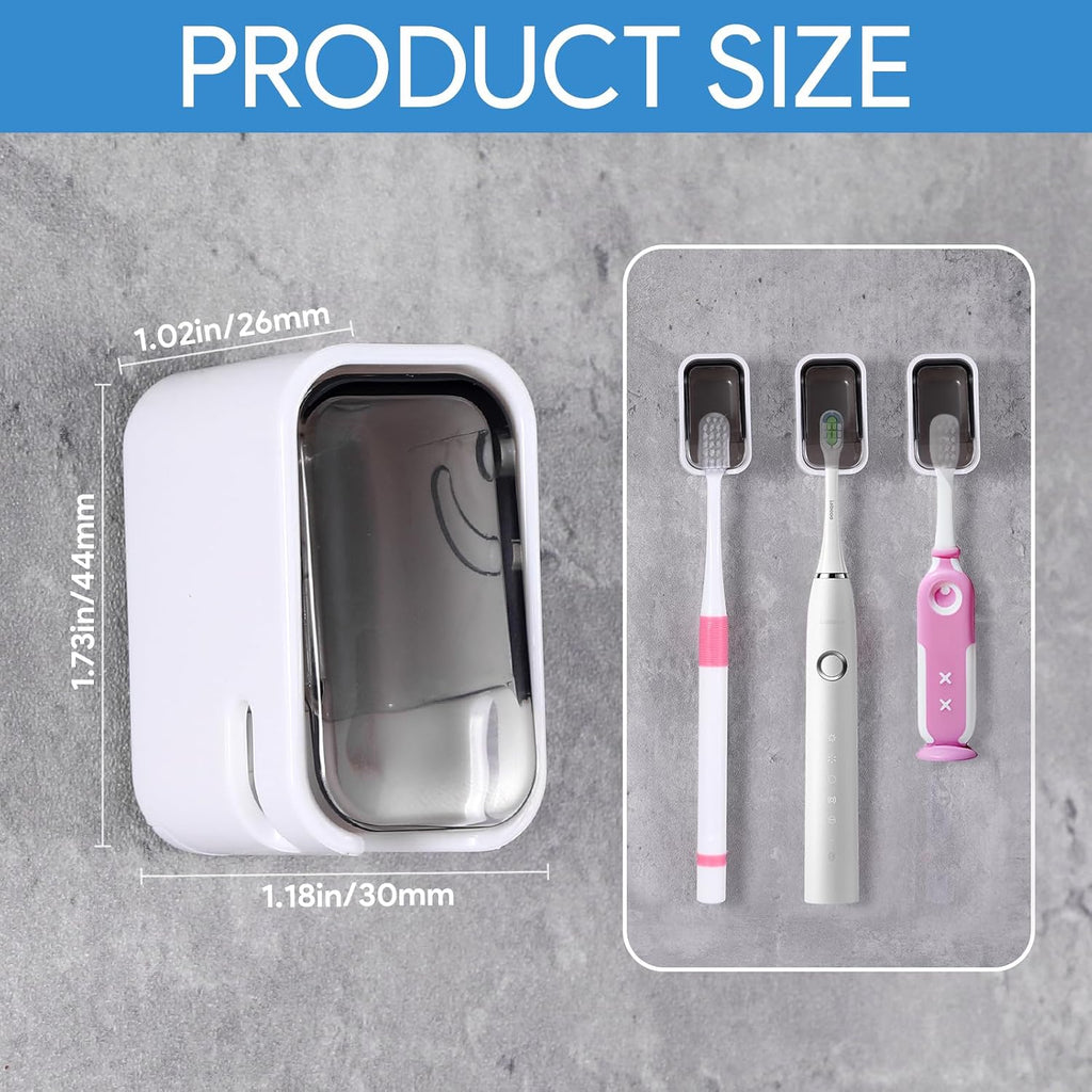 4 PCS Toothbrush Holder Wall Mounted with Cover, Electric Toothbrush Holders for Bathroom (Single-Slot Design), Moisture-Proof and Dust-Proof Organizer for Home and Travel Use(Gray)