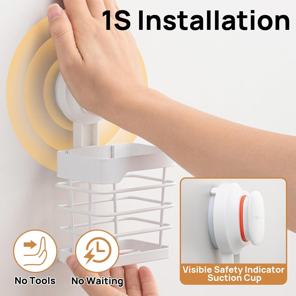 Upgraded Suction Cup Toothbrush Holder with Visible Safety Indicator, White
