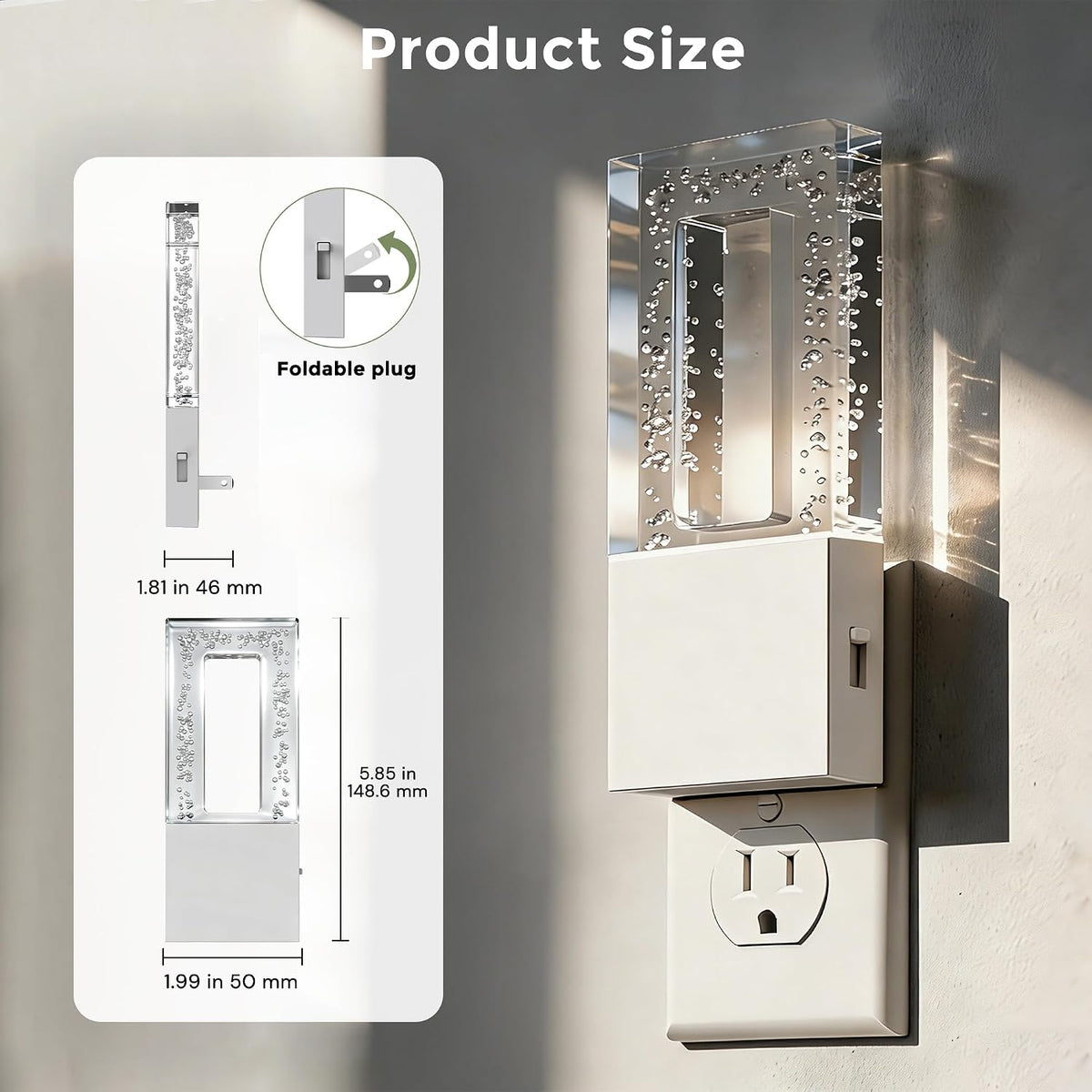 L LOHAS LED Night Light, Foldable Night Lights Plug into Wall 2 Pack