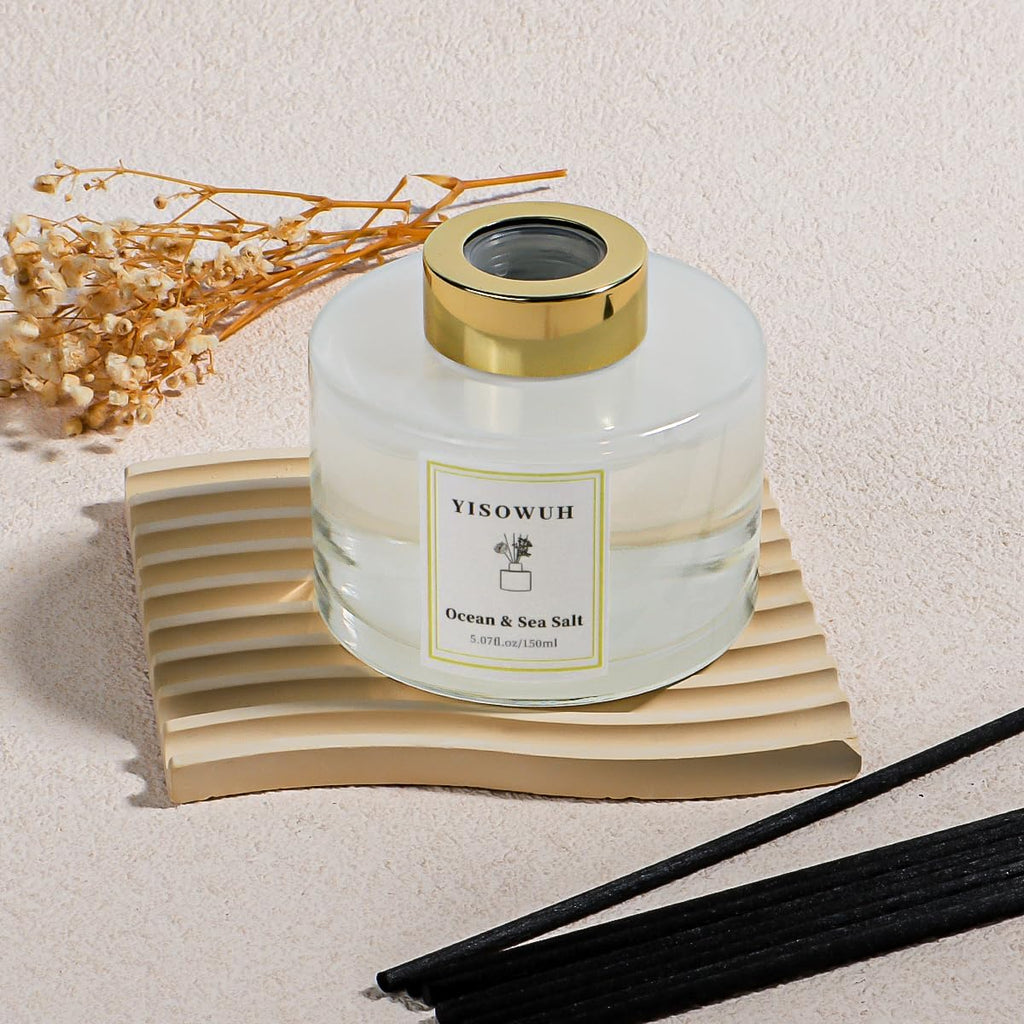 Reed Diffuser Set,5.07 fl oz (150 ml) - Ocean & Sea Salt Oil Diffusers with 8 Reed Sticks,Home Fragrance Reed Diffuser for Bathroom Shelf Decor