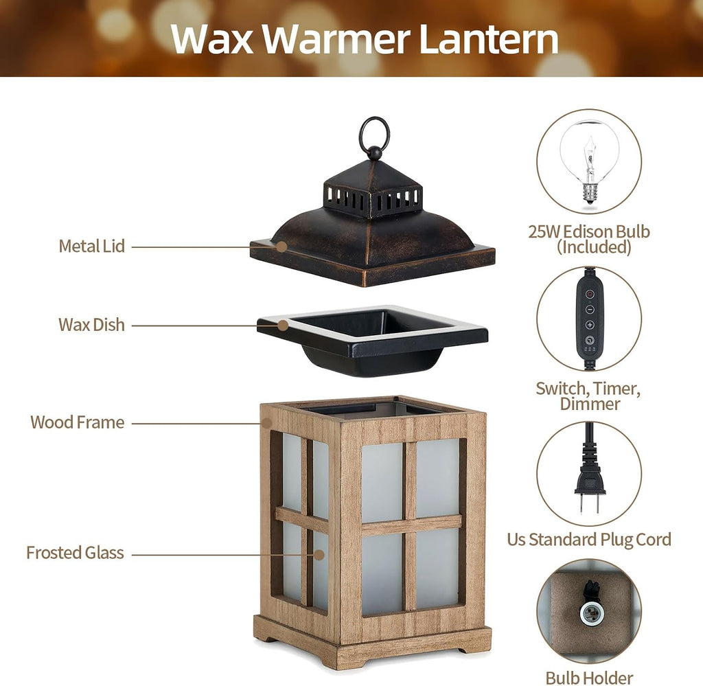 Wax Melt Warmer with Timer, Lantern Candle Warmer Farmhouse