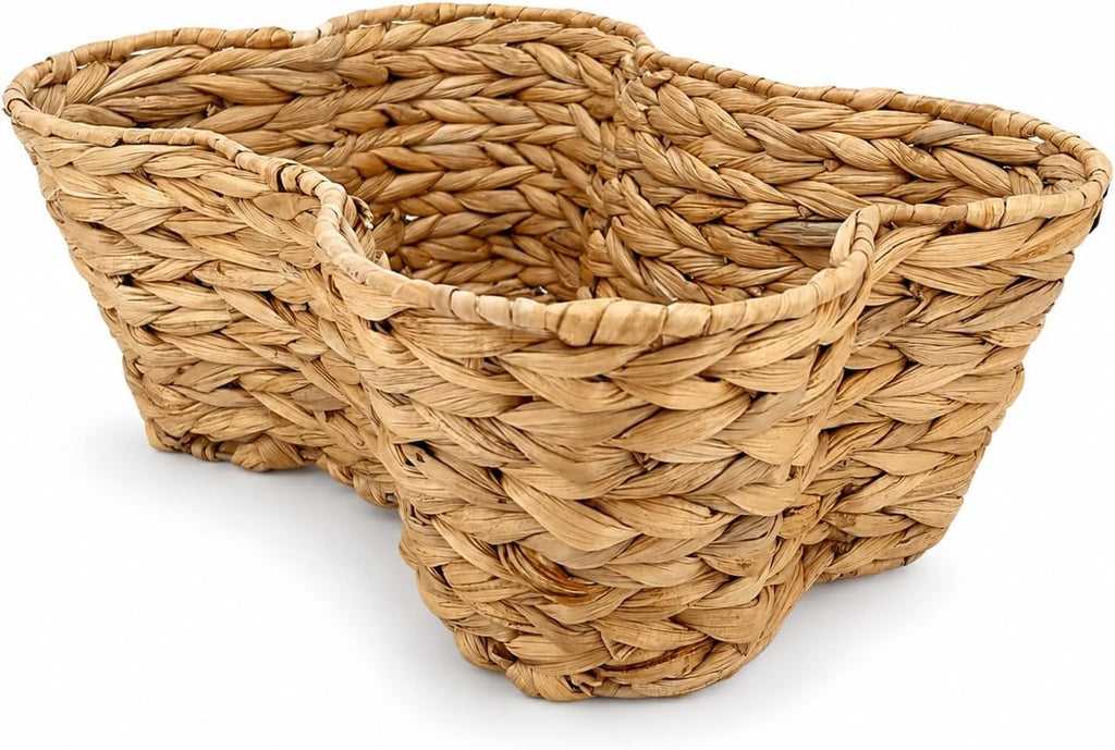 OtterPets Dog Toy Basket, Hyacinth Bone Shaped Dog Toy Bin, 17x13