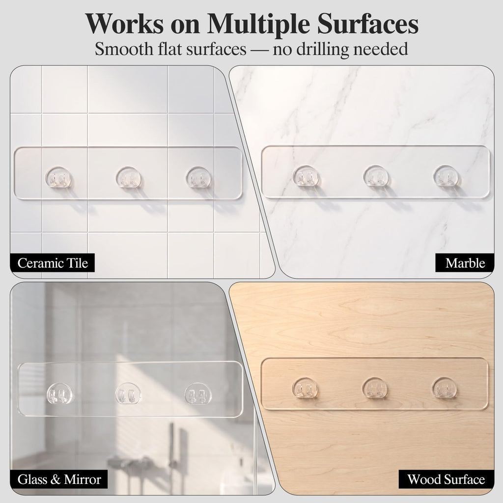 EAGMAK 4 Pack Transparent Shower Caddy Adhesive for Replacement, No Drilling, Soap Holder, Bathroom Storage Shelves and Kitchen Racks