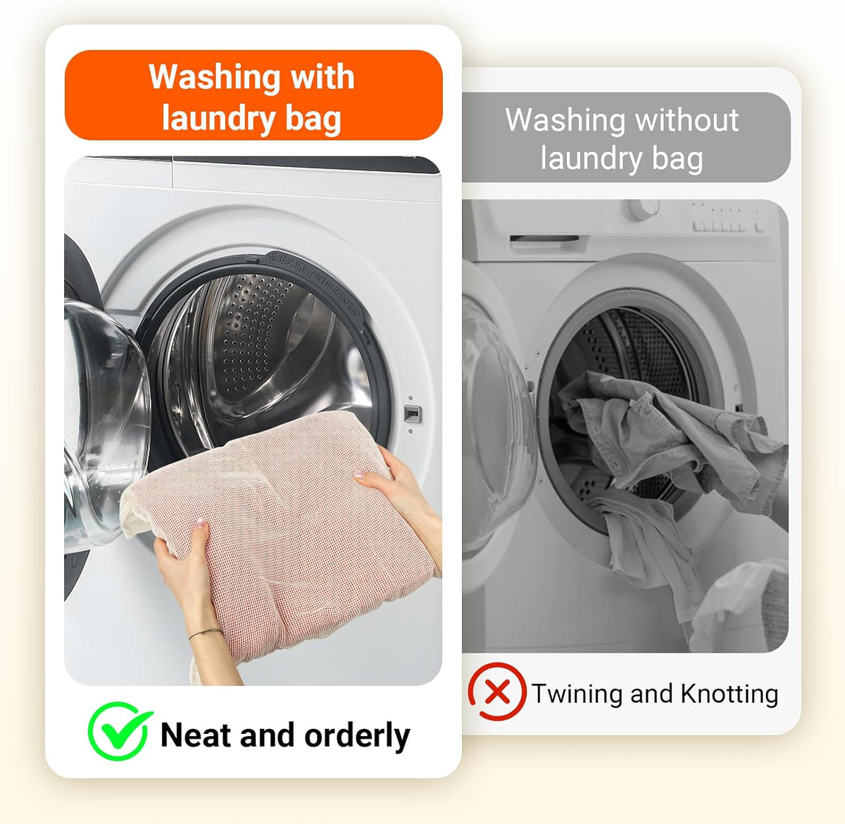 6 Pack 100% Cotton Mesh Laundry Bags for Delicates, Durable Mesh Wash Bags, Sturdy Zipper Laundry Bag for Underwear, Clothes, Shoes, Socks, (3 Large, 3 Medium)