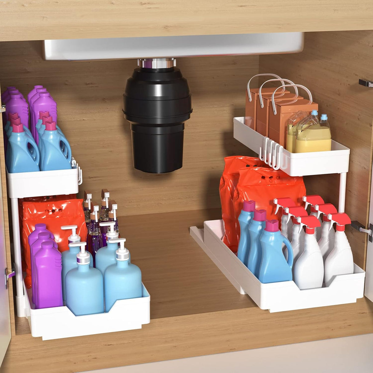 L-Shape Under Sink Organizer Storage Kitchen White 2PC