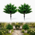 24.8" Artificial Cedar Topiary Tree 2ft (Set of 2) – Faux Cedar Trees for Outdoor Planters with Ground Spike, UV Resistant, Full & Realistic Evergreen Shrubs for Front Porch, Garden, Patio Decor