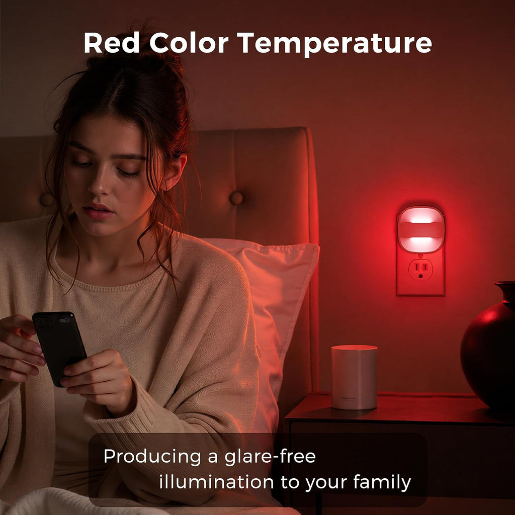 L LOHAS LED Red Night Light, Dusk to Dawn Sensor Nightlight 2 Pack