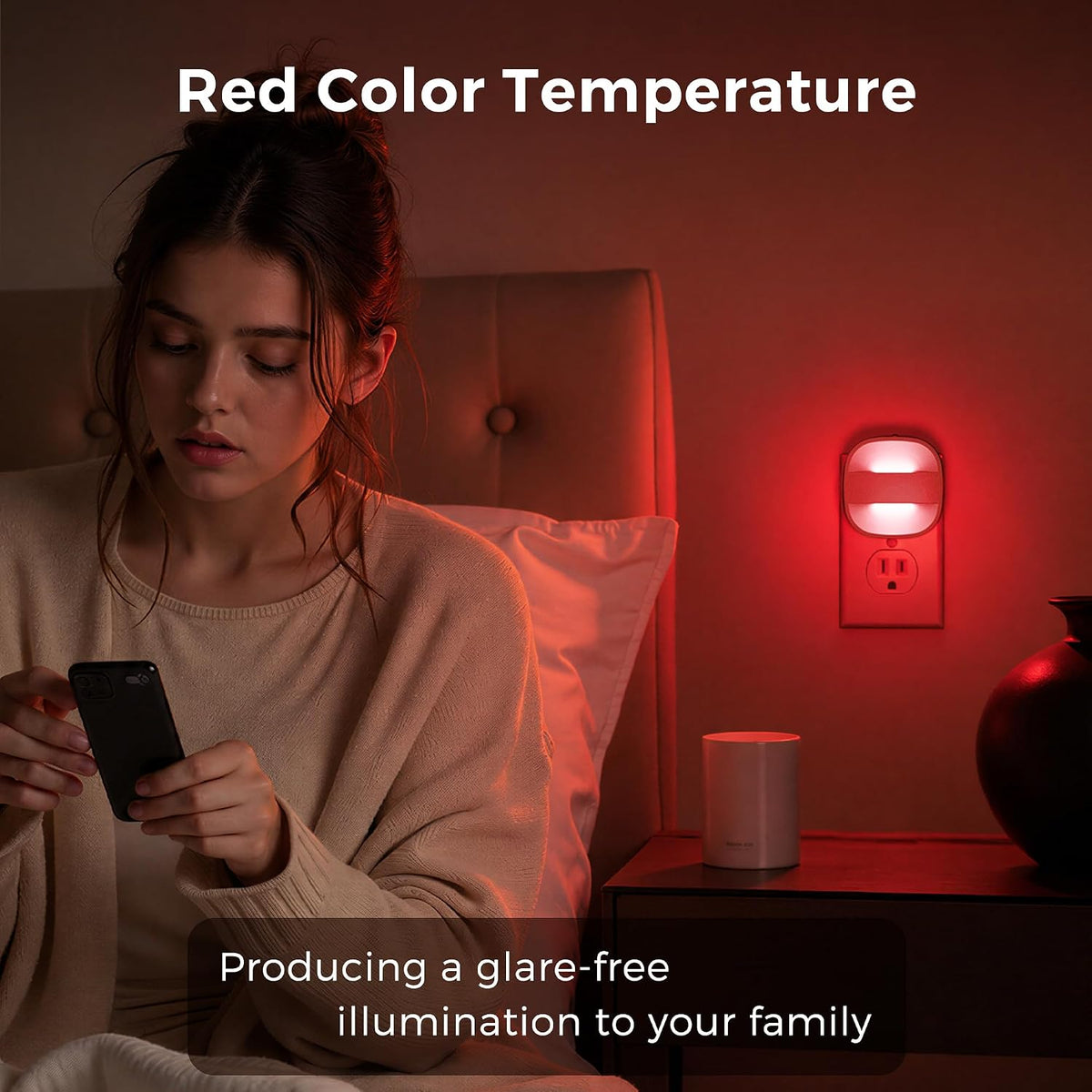 L LOHAS LED Red Night Light, Dusk to Dawn Sensor Nightlight 2 Pack