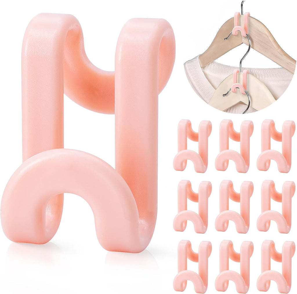 Mlici 60pc Space-Saving Hanger Hooks, Hanger Connector Hooks for Dorm, Pink