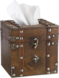 Sumnacon Tissue Box Retro Wood Square Tissue Box Cover Vintage Cube Tissue Box Holder,Decorative Tissue Holder for Bedroom Bathroom Toilet Table Desk Car Store Office Home,Brown