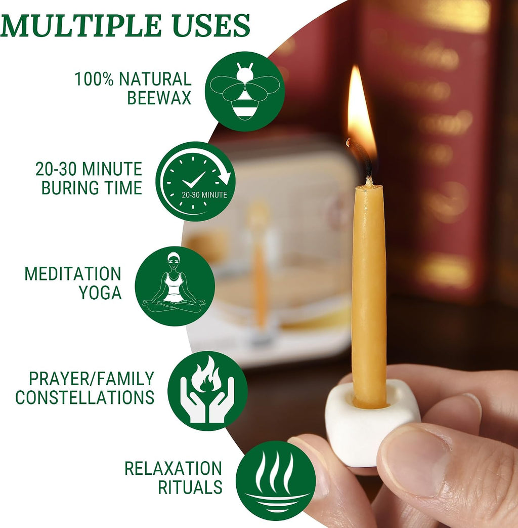 Natural Beeswax Candles 10 Pack, 20 Minutes Burning Mini Candles