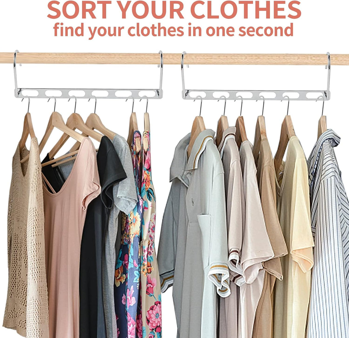 Metal Space Saving Hangers for Clothes, Collapsible Hanger Organizer 10Pack