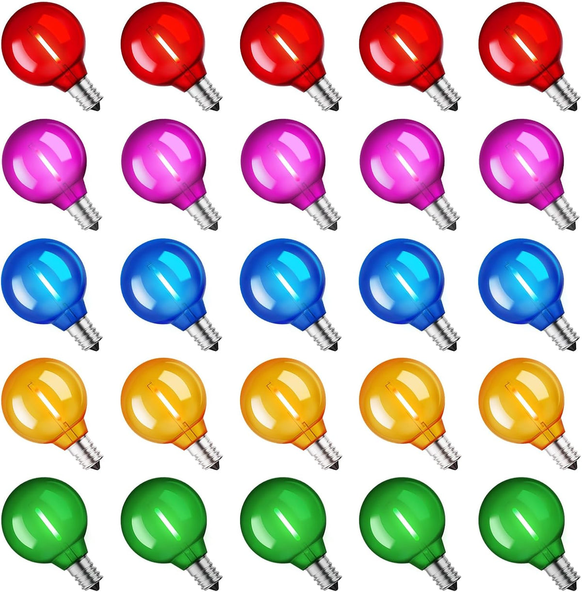 Brightown G40 Christmas Light Bulbs, 25 Pack LED Multicolor Bulbs