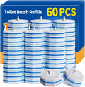 60pcs Disposable Toilet Brush Refill Pads, Replacement Brush Heads, Toilet Cleaner Refills，Disposable Wand Heads，Bathroom Cleaning，Toilet Cleaning Scrubbers Compatible with Most Toilet Brushes