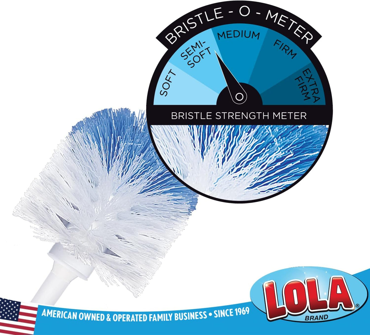 LOLA Eurostyle Toilet Bowl Brush, Durable Fiber Stiff Bristles, Non-Scratch - 2 Packs of 2 (4 Units)