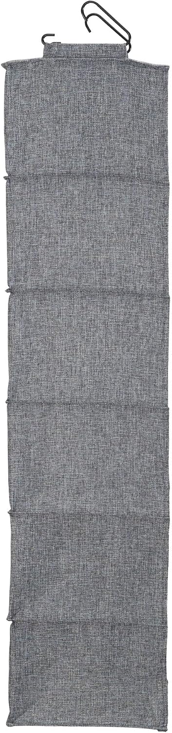 Household Essentials 6 Shelf Hanging Closet Organizer, Hanging Closet Shelf, Fabric Poly Linen and PEVA Shelving