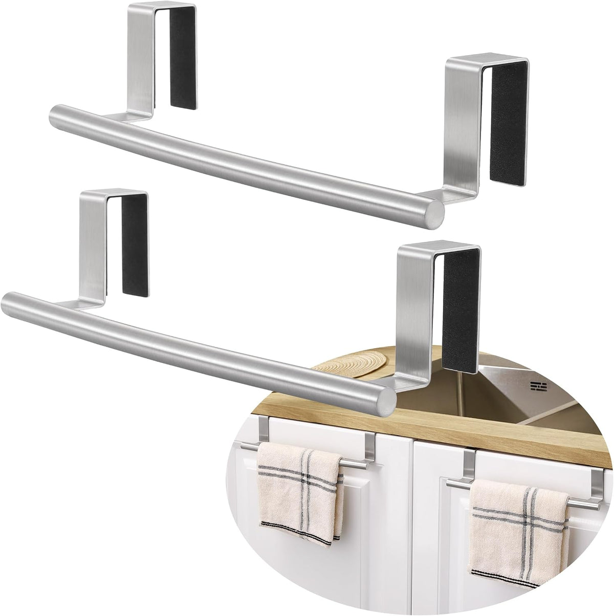 KES Over The Cabinet Door Towel Rack, Kitchen Towel Holder, 2 Pack