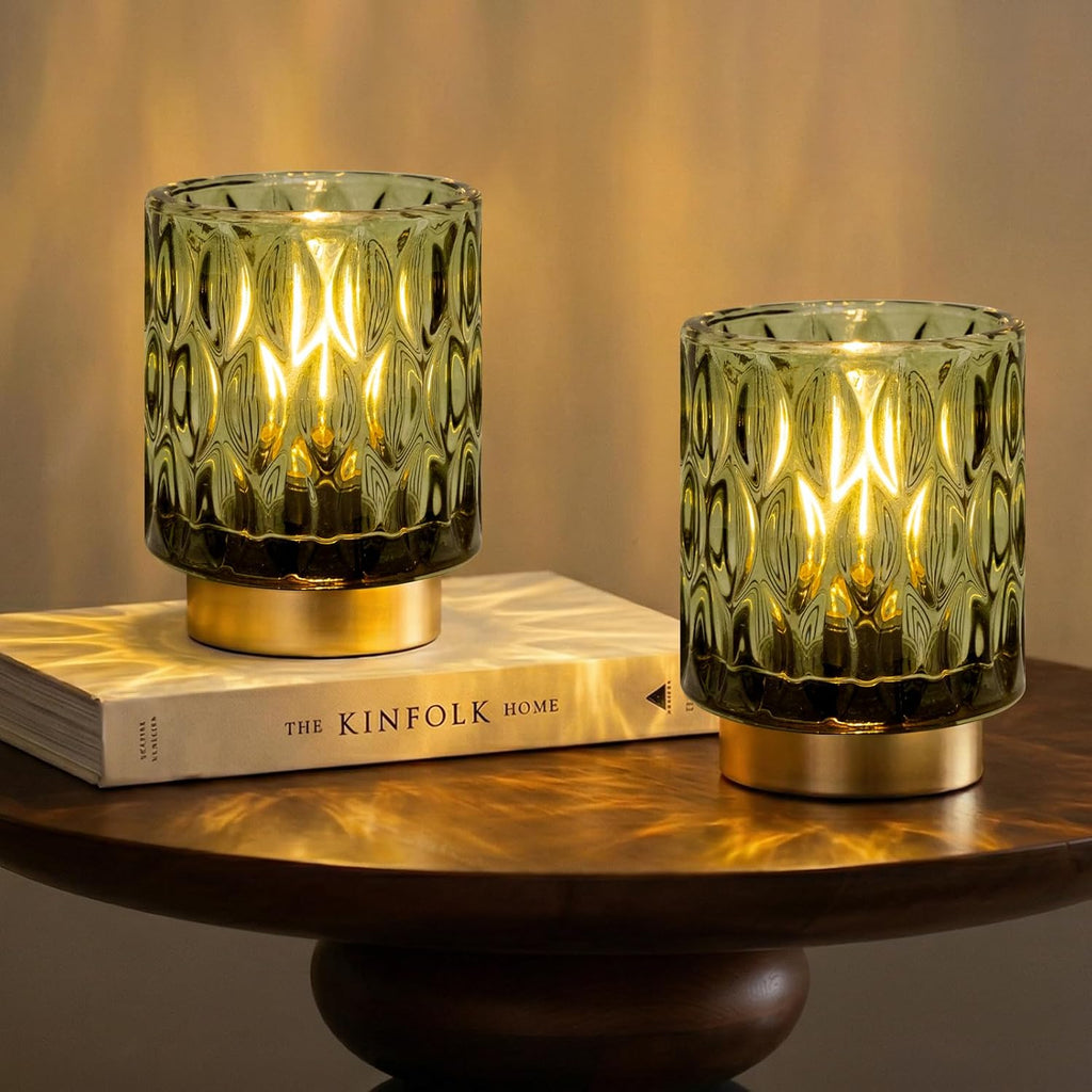 Battery Operated Table Lamp Timer, Small Cordless Lamps Decorative, 2 Green