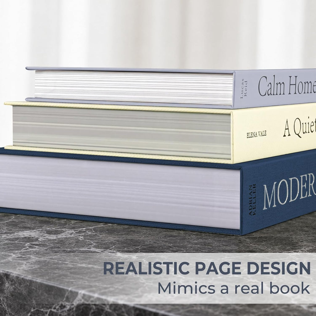 Decorative Books, Faux Book Storage Boxes Set of 3, Coffee Table Home Decor
