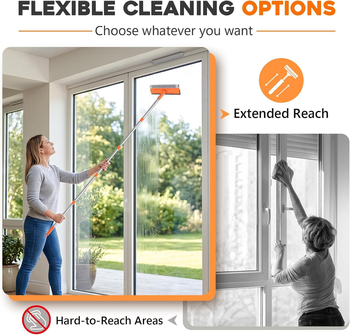 2-in-1 Window Cleaning Kit with 3 Gallon Collapsible Bucket for Home, Car