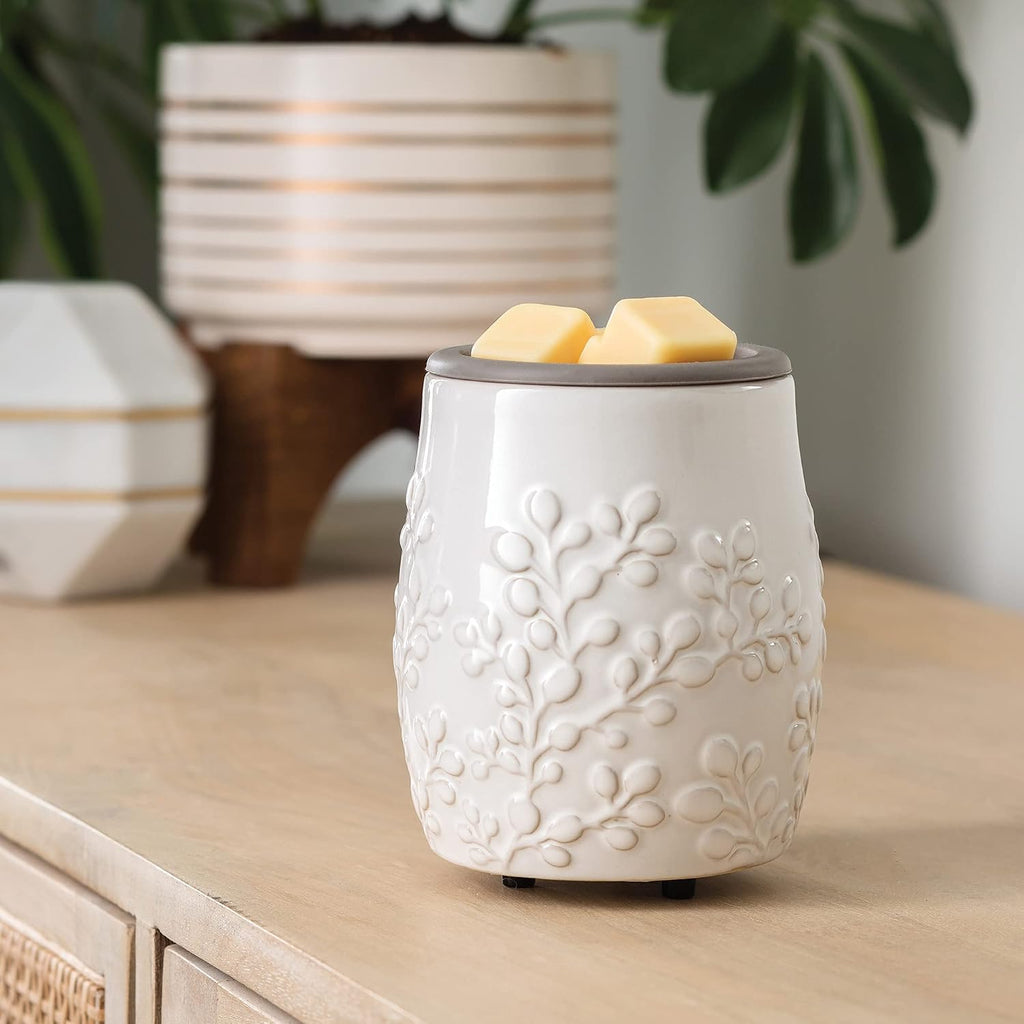 CANDLE WARMERS ETC. Wax Melt Fragrance Warmer for Scented Wax Melts, Cubes, Tarts with Silicone Dish Top|White Willow Farmhouse