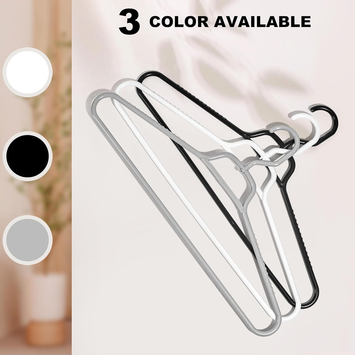 Quality Hangers Heavy Duty Gray Plastic Hangers 40-Pack with Swivel Hook | 7mm Thick Non Slip Coat Hangers with Accessory Bar | Ideal Clothes Hangers Plastic for Everyday Use | 17 Inches (40, Gray)