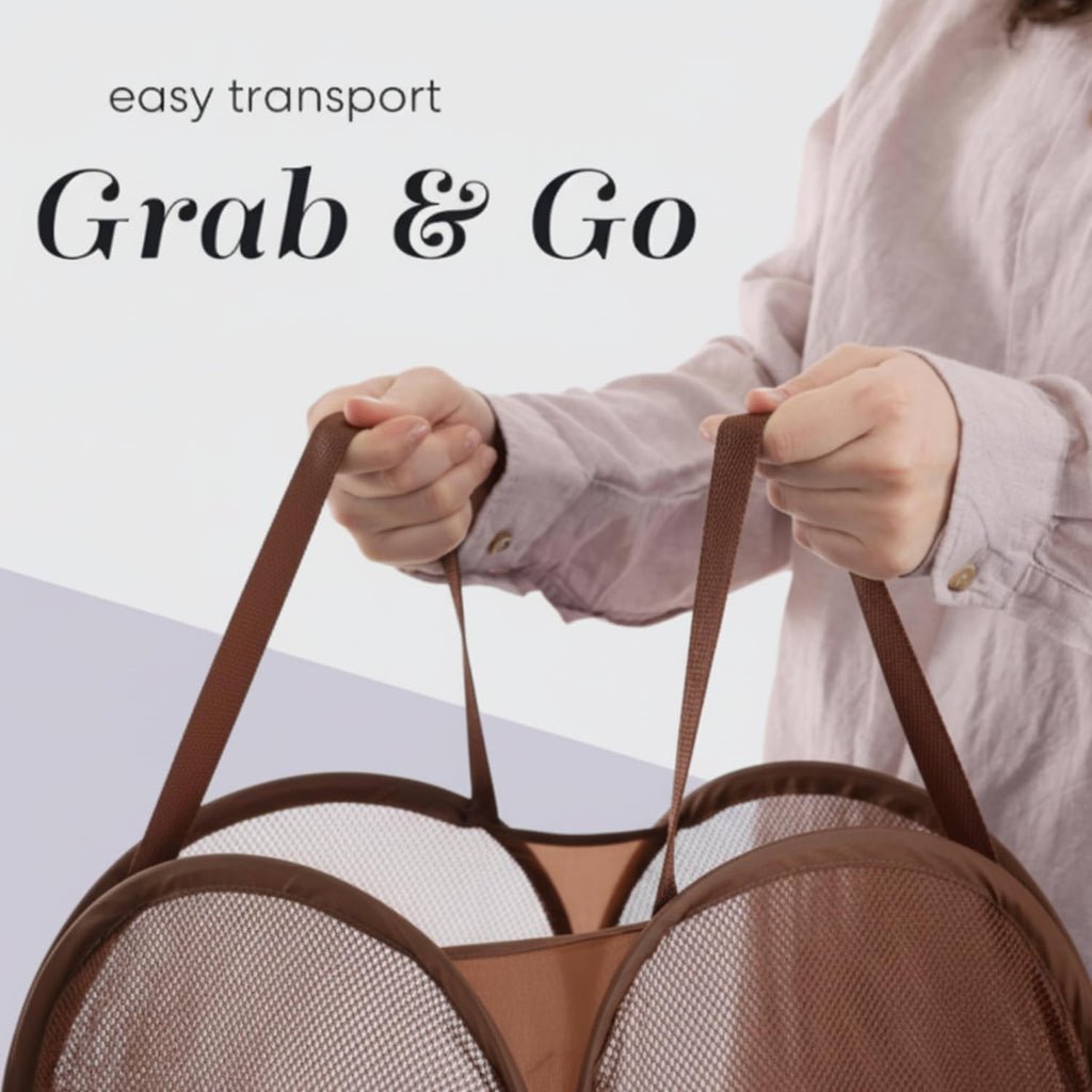 Handy Laundry Collapsible Mesh Pop Up Laundry Hamper with Side Pocket