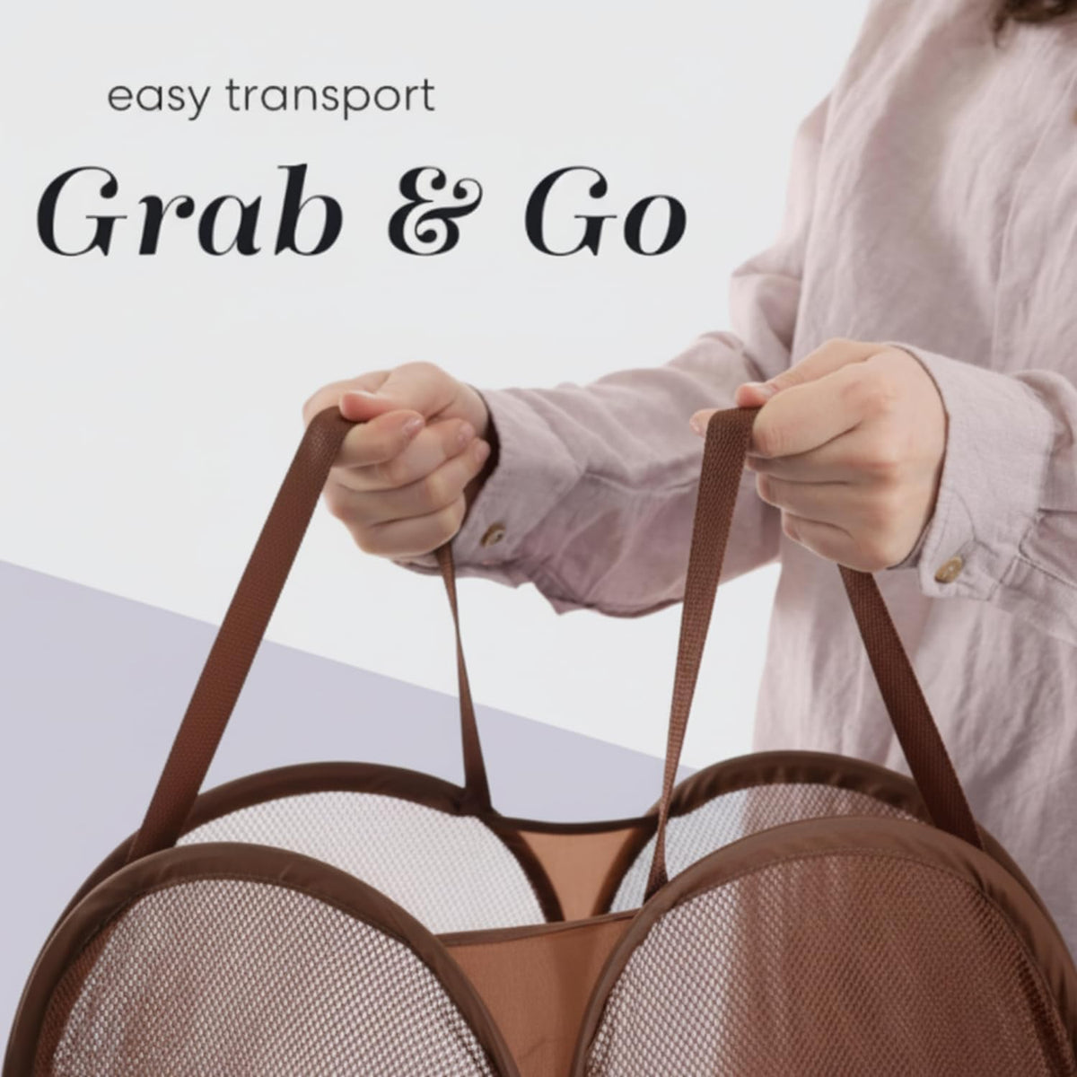Handy Laundry Collapsible Mesh Pop Up Laundry Hamper with Side Pocket