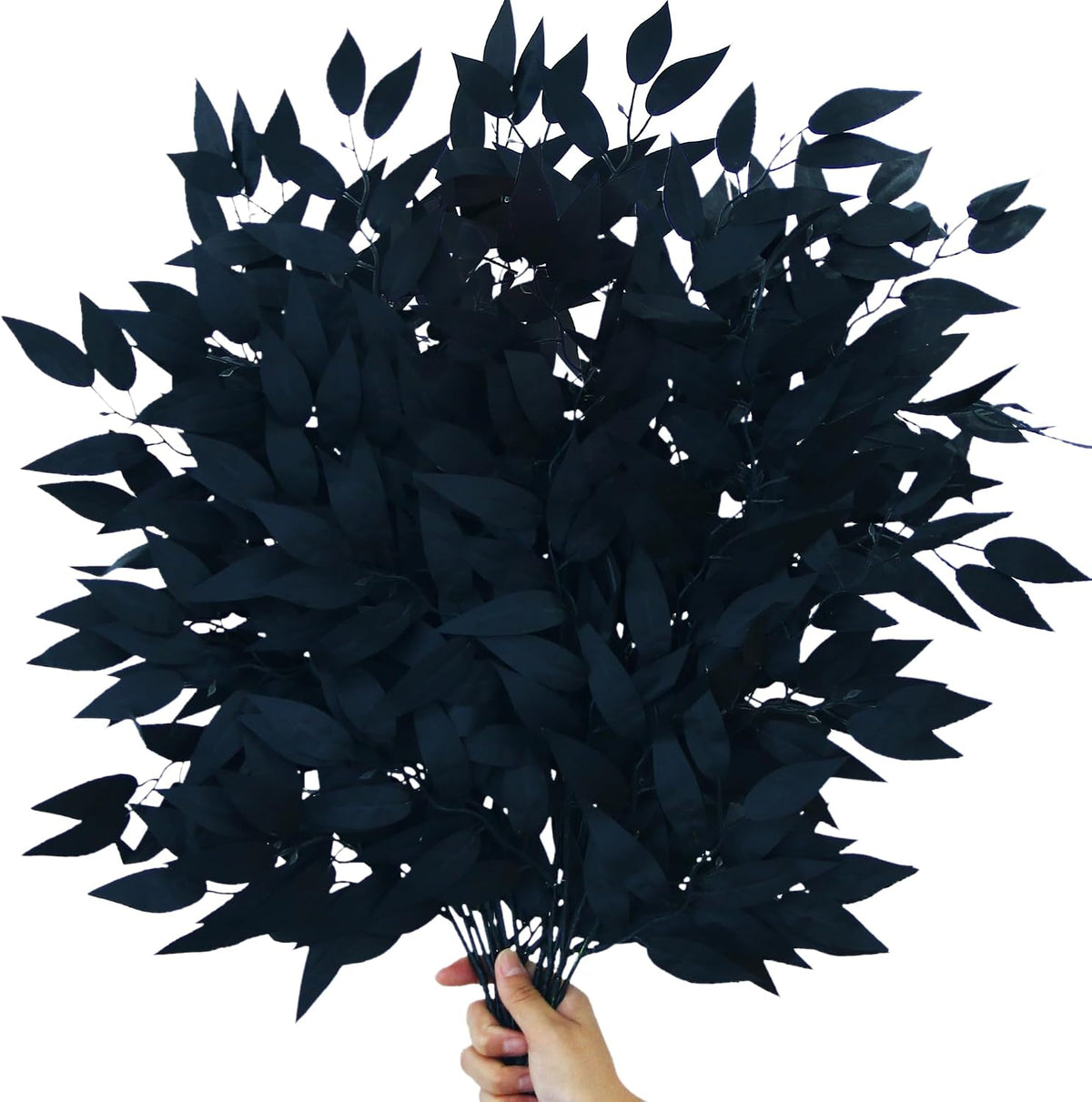 GREENTIME 6 Pack 23.5'' Artificial Black Italian Ruscus Stems Faux Leaves