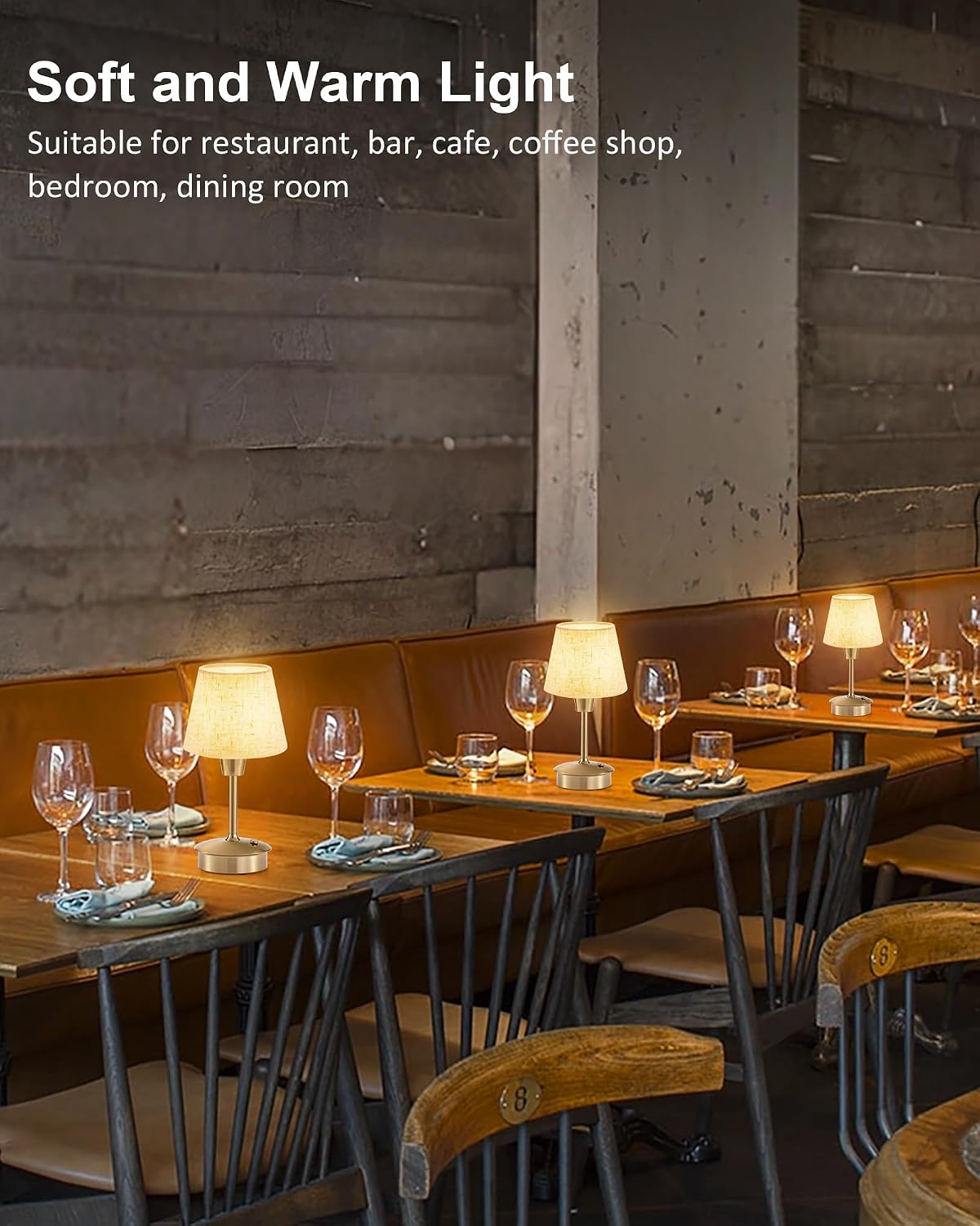 Small Rechargeable Cordless Table Lamp for Restaurant Dining Table