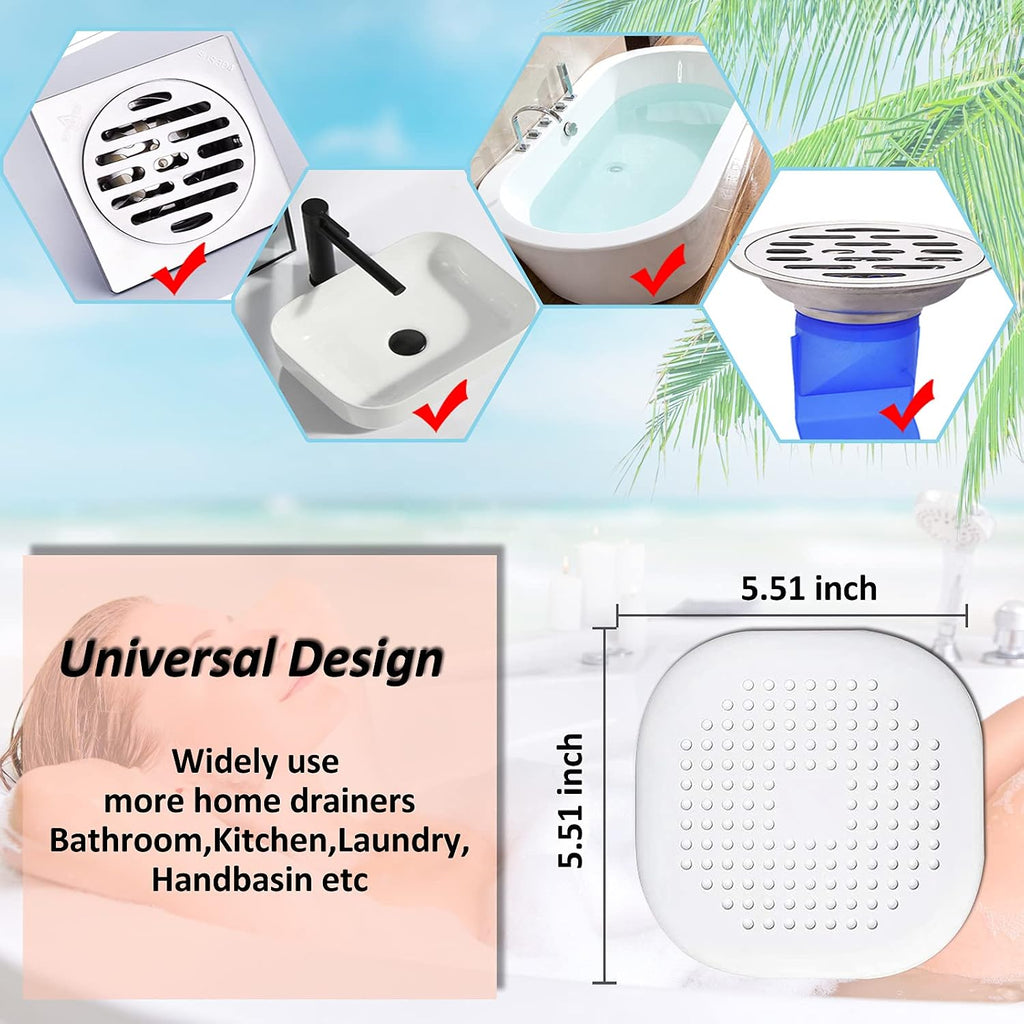 Bovinde Hair Drain Catcher,Square Cover for Shower 2 Pack (White)
