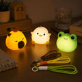 UNEEDE 3 Pack Mini Animal Night Light Set, Mini Capybara, Frog & Duck Lamp