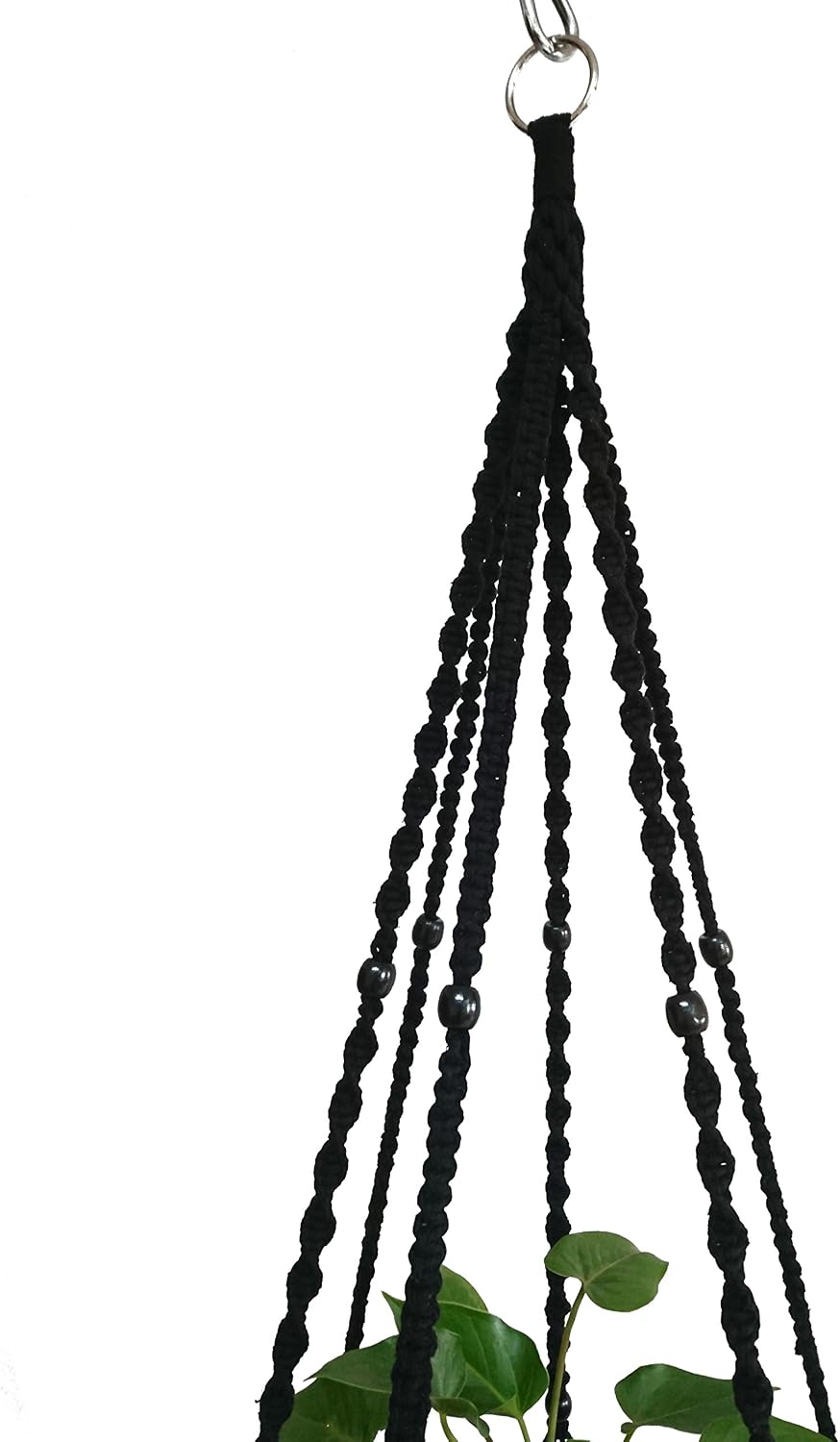 Plant Hanger Macrame Cotton 6 Legs 51 Inches in Tan and Green Color for Indoor Outdoor, Living Room, Kitchen, Deck, Patio, High and Low Ceiling with Size of 10-12 inches Without THE Pot (Black)