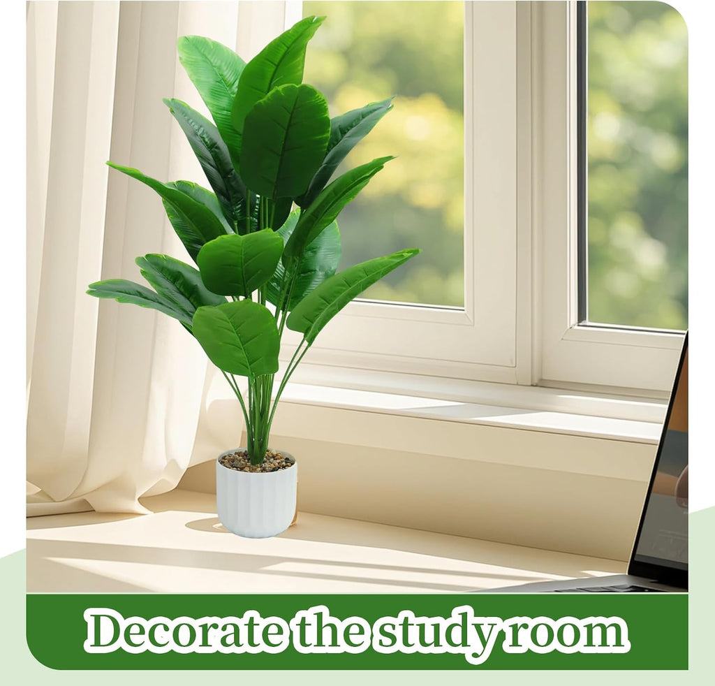 Freyalife 28“ Fake Plant Artificial Banana Tree for Room Decor, Faux Potted Plants Indoor for Home Living Bedroom Aesthetic Farmhouse Dorm Office Classroom and Outdoor Garden Porch Balcony Decor