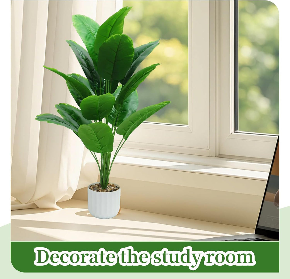 Freyalife 28“ Fake Plant Artificial Banana Tree for Room Decor, Faux Potted Plants Indoor for Home Living Bedroom Aesthetic Farmhouse Dorm Office Classroom and Outdoor Garden Porch Balcony Decor