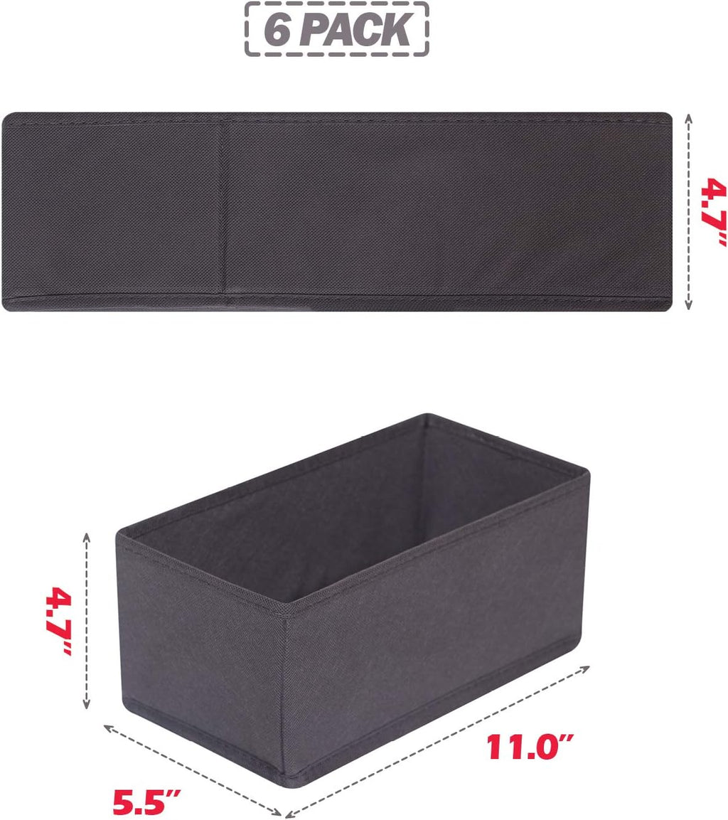 DIOMMELL 6 Pack Foldable Cloth Storage Box Closet Dresser Drawer Organizer Divider Fabric Baskets Bins Containers for Clothes Underwear Bras Socks Lingerie Clothing, Dark Grey 060