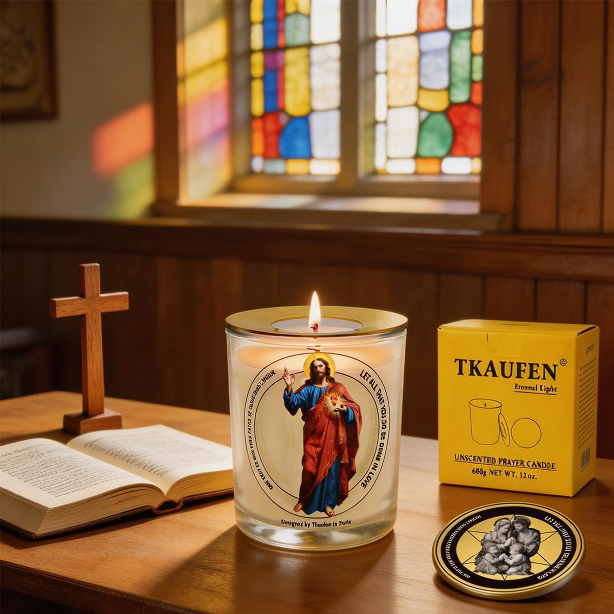 Sacred Heart of Jesus Frankincense Lavender Scented Candle 50H