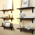 Willowy Reinforced Steel Bracket Rustic Brown Shelf - Easy to Install, Template and Video Included - Rustic Shelves for Wall, Bathroom Storage Shelves
