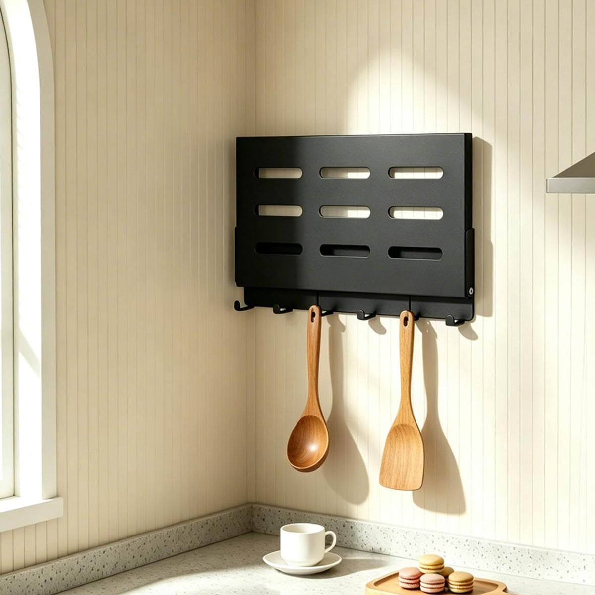 2 Pack Small Folding Metal Shelf with Hooks, Fold-up Wall Shelf