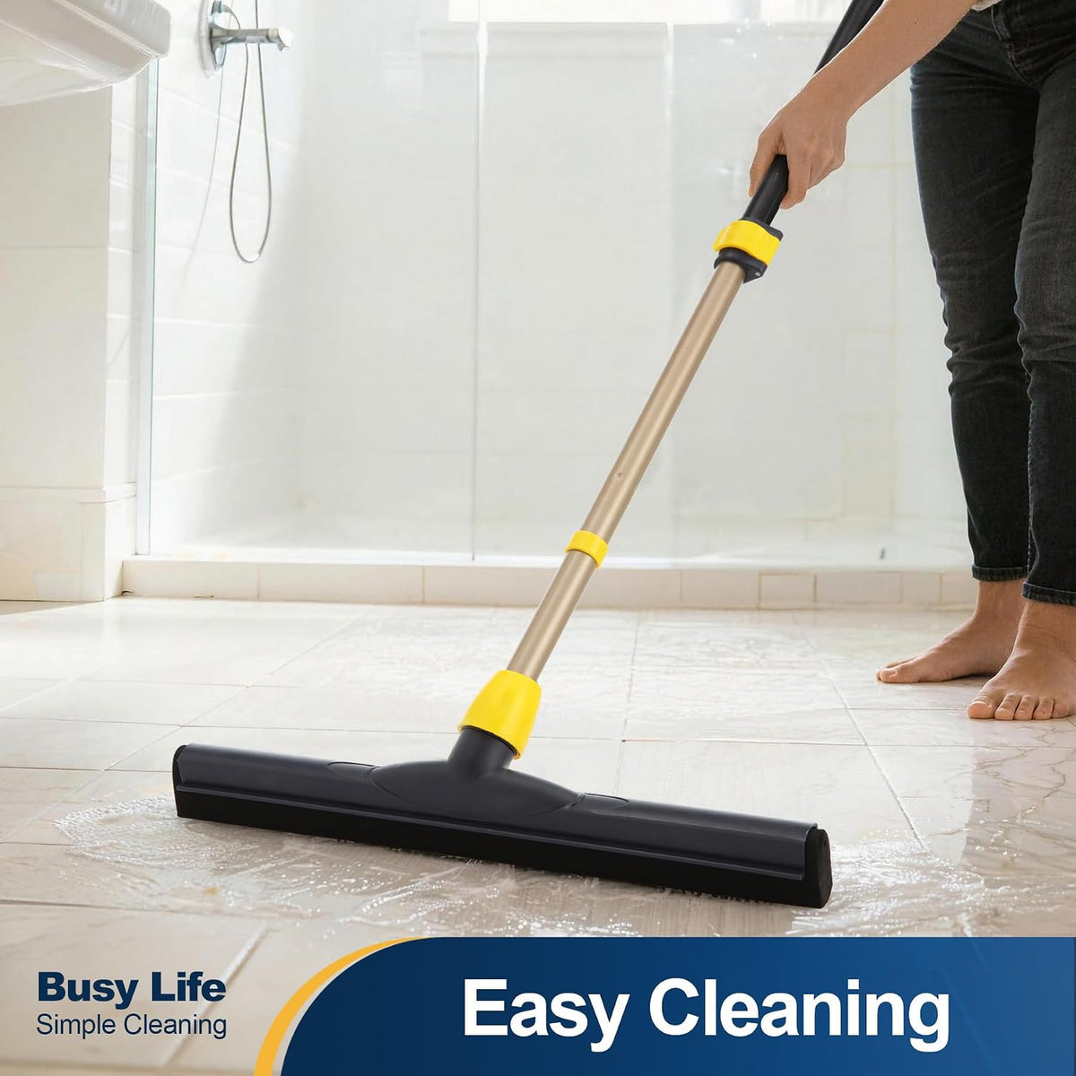 Yocada Floor Squeegee Scrubber Adjustable Telescopic Pole Heavy Duty 54.3"