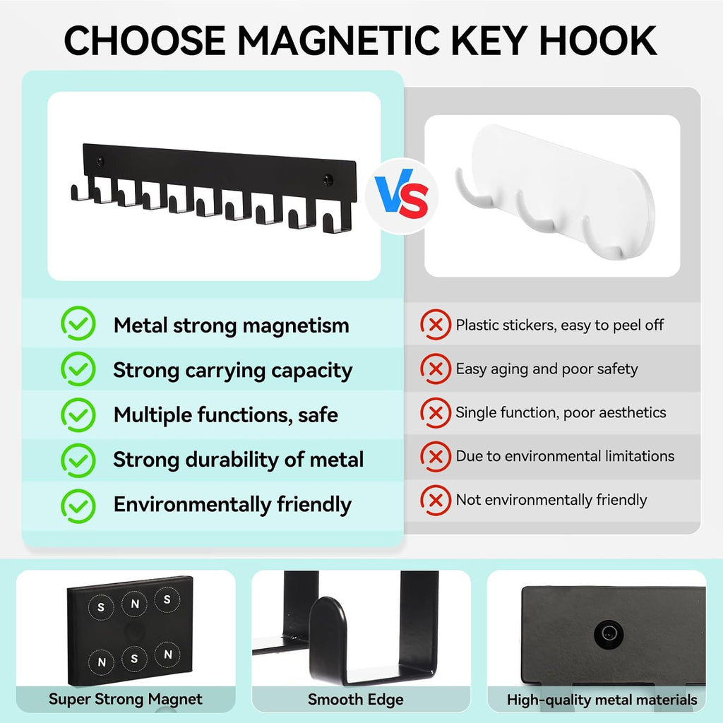 Magnetic Key Holder for Frideg,Heavy Duty Magnetic Key Hanger with 10 Hooks
