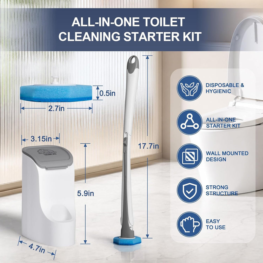 BOOMJOY Disposable Toilet Brush with 32 Toilet Bowl Cleaners Wand Refills