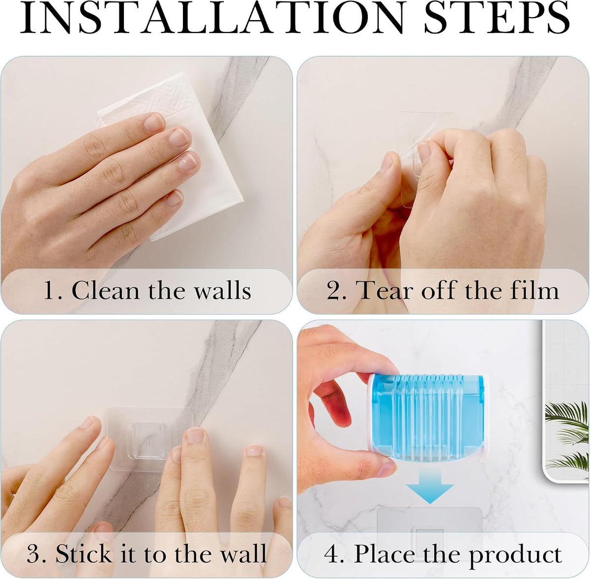 2 Pack Toothbrush Holder Wall Mounted with Cover for Bathroom, 2 Slots Toothbrush Storage Organizer for Shower, Self Adhesive Toothbrush Hanger (Blue)