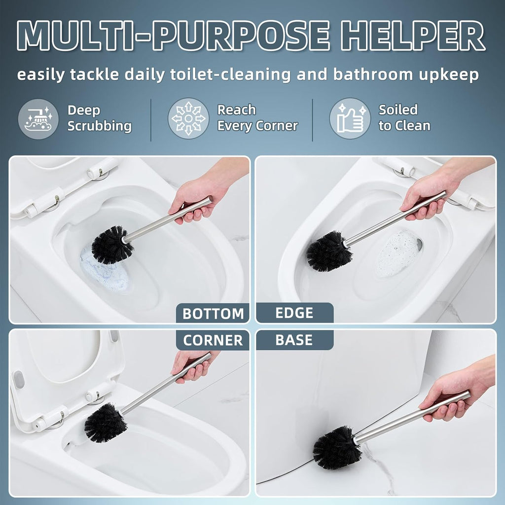 Angle Simple Toilet Brushes Refills, Black Toilet Bowl Scrubber Head 3 PCS