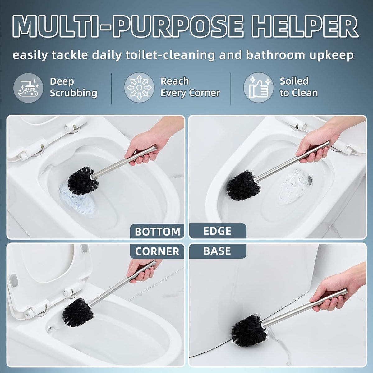 Angle Simple Toilet Brushes Refills, Black Toilet Bowl Scrubber Head 3 PCS