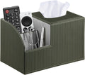 PUSU Square Tissue Box Cover with Storage and TV Remote Control Holder