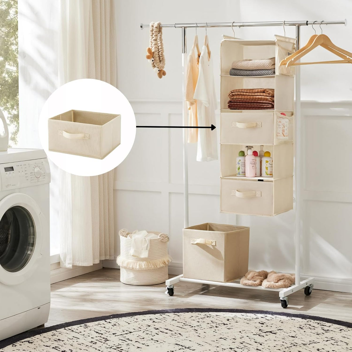 MAX Houser 2 Drawer Hanging Closet Storage Organizer,Beige