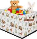 Rectangular Kids Bear Storage Basket Bins - Waterproof Foldable Woodland Animals Storage Box with Sturdy Metal Frame and Handles, Collapsible Organizer for Toys, Blankets in Kids Room Playroom Nursery